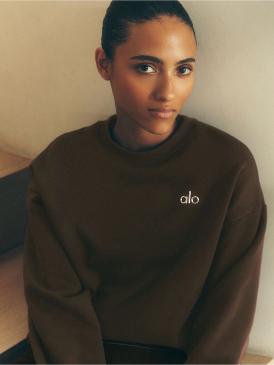 ALO Yoga Tops - ALO ACCOLADE CREW NECK PULLOVER IN ESPRESSO